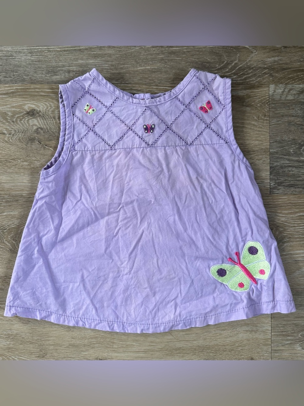 Vintage toddler purple butterfly tank top simply basic 24month 100% cotton